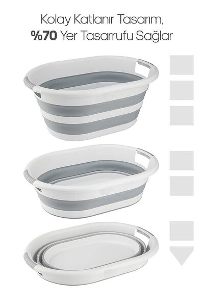 PONÇİK STORE Katlanır Çamaşır Sepeti Magic Akordeon Katlanır Çamaşır Selesi 25LT