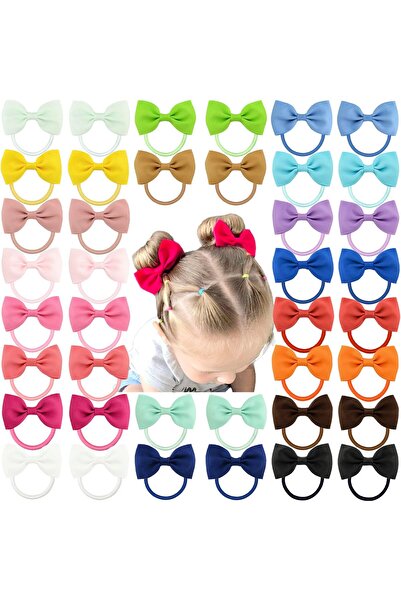 erorex Toddler Hair Accessories 40Pcs 2.75" Elastics Rubber Ribbon Bands Bows Baby Girls Kids & Children