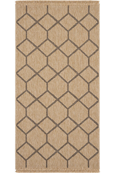 Cool Halı Mocha Bej Siyah Mutfak Halısı Jüt Hasır Doku Bohem Yazlık Leke Tutm...