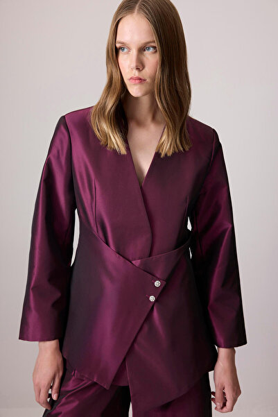 Touché Privé Button Detail Asymmetric Jacket Pants Suit