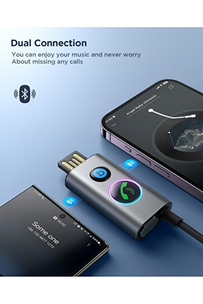 erorex Bluetooth 5.3 Receiver, Hifi Deep Bass Sound Aux Bluetooth Adapter Car 3.5Mm Jack Kit Built-