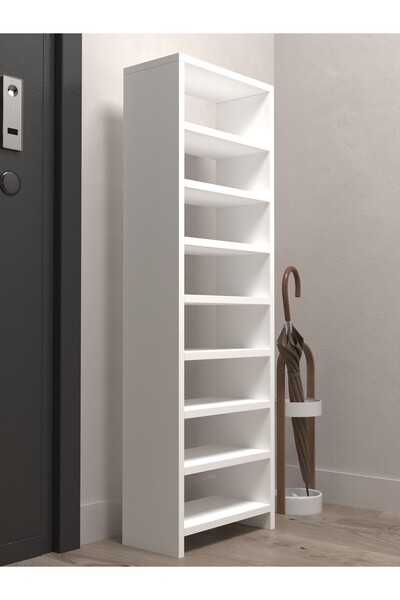 Kenzlife Ayakkabılık Mısri Mat Beyaz Suntalam 125*040*20 Onaltı Çift Ayakkabı Kapasitesi Arkalıksız