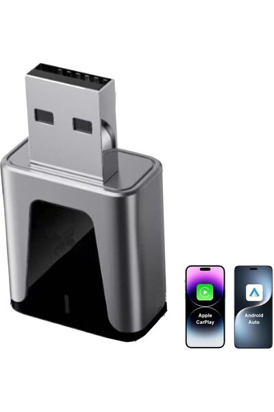 erorex محول كار بلاي لاسلكي - متوافق مع USB وUSB-C، آيفون وأندرويد - 2-1 كار بلاي وأندرويد