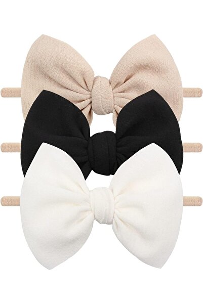 erorex 3Pcs Baby Girls Nylon Headbands Newborn Bows Handmade Hair Bands Accessories Infant Toddlers Kids