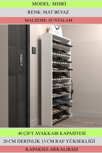 Kenzlife Ayakkabılık Mısri Mat Beyaz Suntalam 155*080*20 Kırk Çift Ayakkabı K...