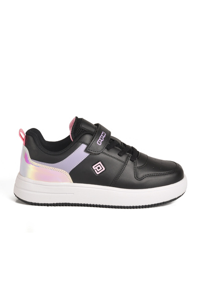 pepino Black Lilac Velcro Girls' Sports Shoes