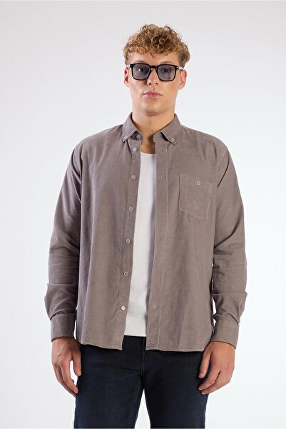 Dufy Men's Regular Fit Long Sleeve Gray Shirt