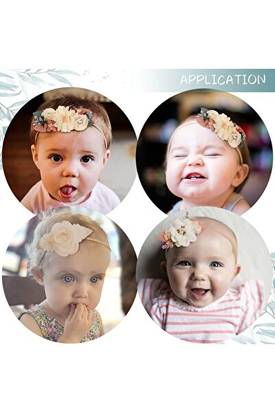 erorex Baby Girl Flower Nylon Headband Elastic Hair Band Handmade Bow For Newborn Infant Toddler Pack Of 3