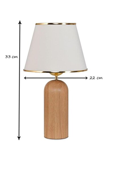 Art&Gift Silos Solid Wood Leg Gold Detailed Cream Fabric Hat Decorative Lampshade