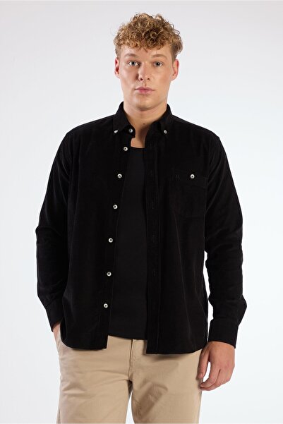 Dufy Siyah Fitilli Cepli Regular Fit Erkek Gömlek