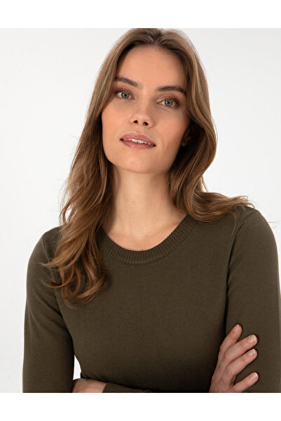 Pierre Cardin Khaki Slim Fit Crew Neck Basic Sweater 50315758-Vr027