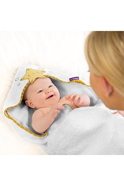 erorex Bamboo Apron Baby Bath Towel White & Honey