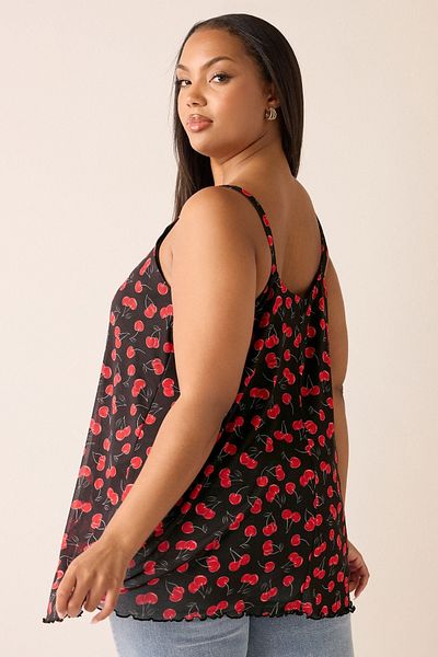 Stil Diva Large Size V-Neck Strap Detailed Patterned T-Shirt 322672