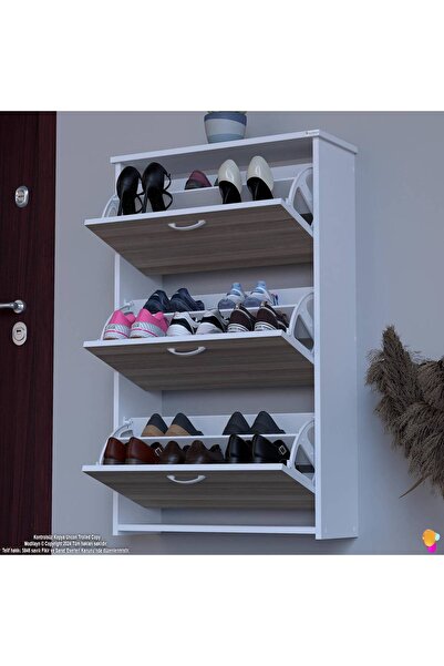 Modilayn WEST Asma Antre 72x116x26 cm’ lik 3 Düşer Kapak 6 Göz Bölmeli Ayakkabılık
