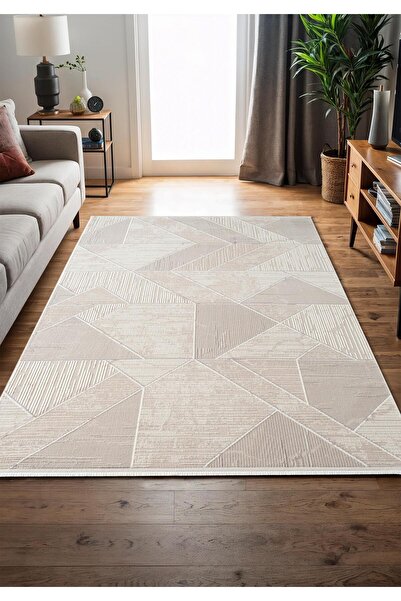 Cotto Home Armada AD003G Gri Halı Modern Geometrik Detaylı Akrilik Tozu Az Sa...