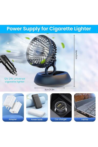 erorex Foldable Car Fan Car Cigarette Lighter 12/24V Car Fan 3-Speed Car Fan Switch 360° Rotatable Design