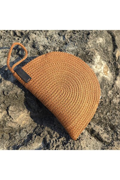 LinaHouse حقيبة كلاتش وحقيبة يد مصنوعة يدويًا – برتقالية