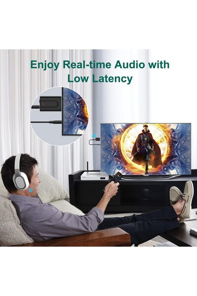 erorex 2--1 جهاز إرسال واستقبال USB Bluetooth 5.0، محول صوت لاسلكي للتلفزيون، والكمبيوتر الشخصي، وسماعات الرأس، ومكبرات الصوت،