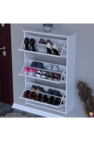Modilayn WEST Asma Antre 72x116x26 cm’lik 3 Düşer Kapak 6 Göz Bölmeli Ayakkabılık