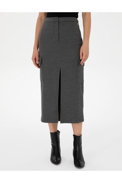 Pierre Cardin Antrasit A Kesim Dokuma Etek 50314094-VR006