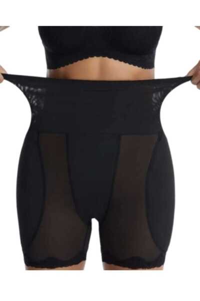 Fstyle Seamless corset with side sponge pads for slimming and buttock enlargement, black