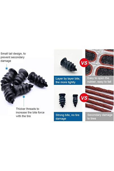 erorex 40 Pcs Tire Repair Rubber Nail Set, Car Tire Fast Repair Nails Screw Driver, Self-Service Tire