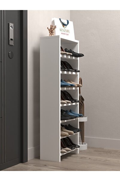 Kenzlife Ayakkabılık Mısri Mat Beyaz Suntalam 110*040*20 Ondört Çift Ayakkabı Kapasitesi Arkalıksız