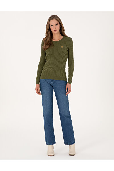 Pierre Cardin Khaki Slim Fit Crew Neck Basic Sweater 50317072-Vr027