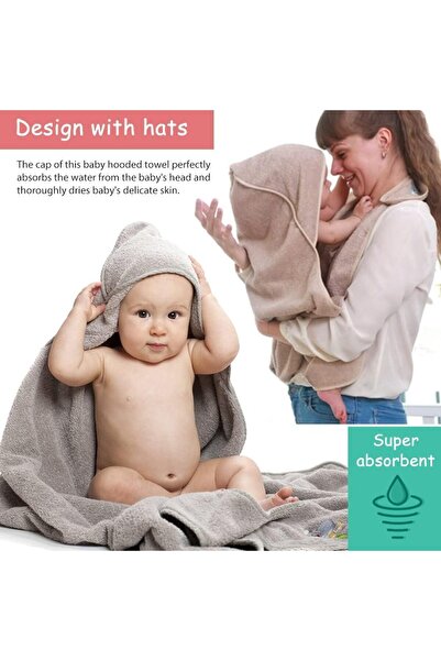 erorex Hooded Baby Towel Hands Free Baby Bath Towel Luxuriously Soft Bamboo & Cotton Hooded Baby Towel