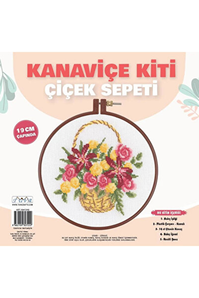 Tuva Çiçek Sepeti Etamin Kaneviçe Seti 19 CM Kanaviçe Kiti
