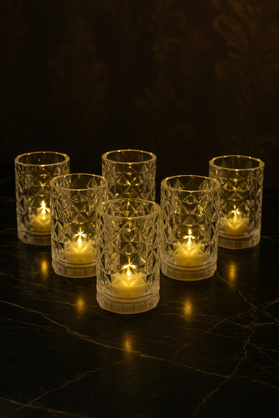 YzHome Set of 6 Mica Crystal Light Coffee Side Water Glass Cups 75ml