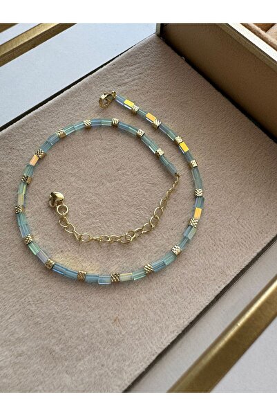 MODA Soft Mavi Boncuklu Çelik Halhal 27cm