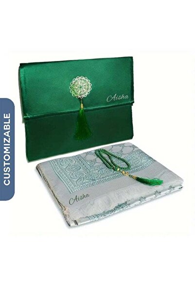 Generic Share the Love Personalised Anti-Slip Ramadan Prayer Mat with tasbih beads