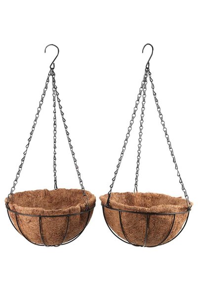 Generic 2-Piece Growers Hanging Basket Planter Set Brown/Silver 5 x 10inch