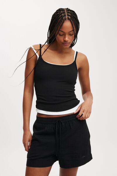 Seeh Siyah Basic Müslin Şort SH271