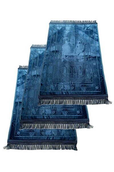 Generic 3 Pieces Islamic Prayer Mat 120x80 Blue Color