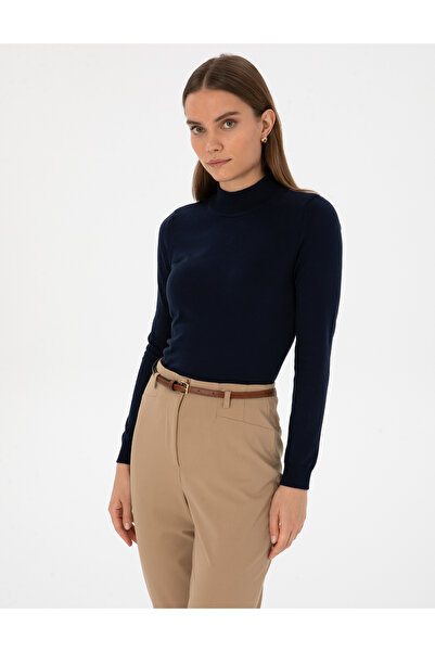 Pierre Cardin Lacivert Slim Fit Yarım Balıkçı Yaka Basic Kazak 50315768-VR033