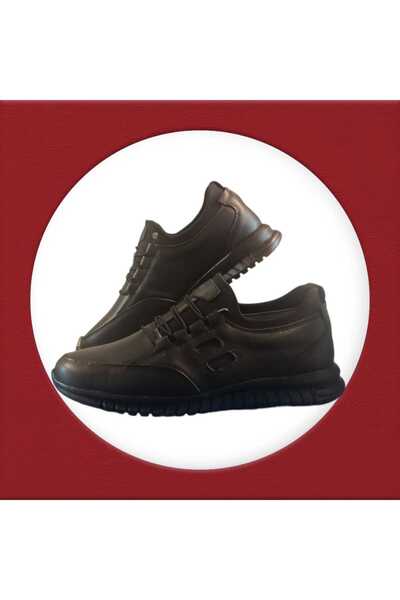 oktay kundura Original Leather Men Black Comfort Orthopedic Rubber Sole B703 Shoes