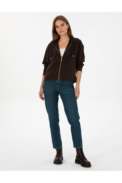 Pierre Cardin Kahverengi Comfort Fit Fermuarlı Sweatshirt 50314965-VR029