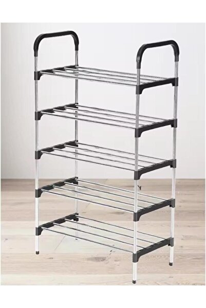 MOSTAFA رف تخزين أحذية 5دور لون فضي وأسود