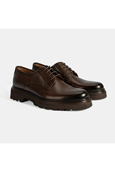 Desa Men's Brown Lace-Up Casual Leather Shoes