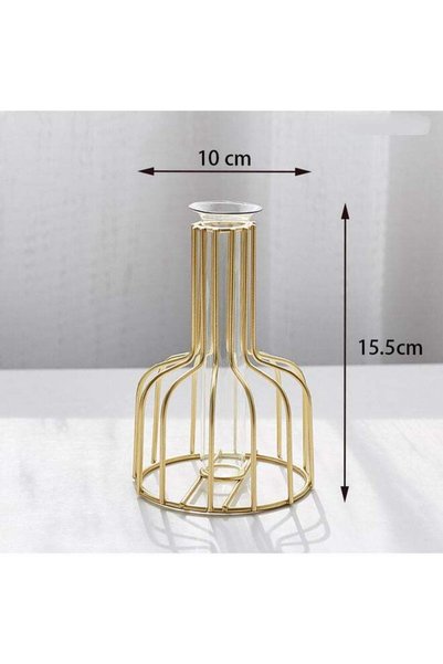 Generic Geometric Shaped Dried Flower Bottle Gold 10x15.5cm