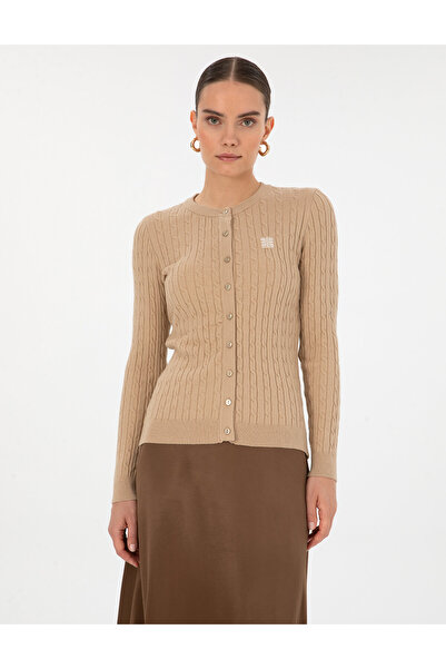 Pierre Cardin Beige Melange Ex. Slim Fit Knitwear Cardigan 50317064-Vr156