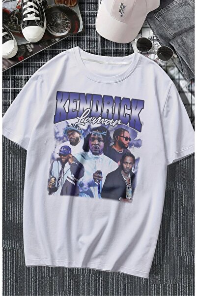 Fuddy Moda تي شيرت كيندريك لامار مكتوب للجنسين، تي شيرت كبير الحجم بطابع مغني...