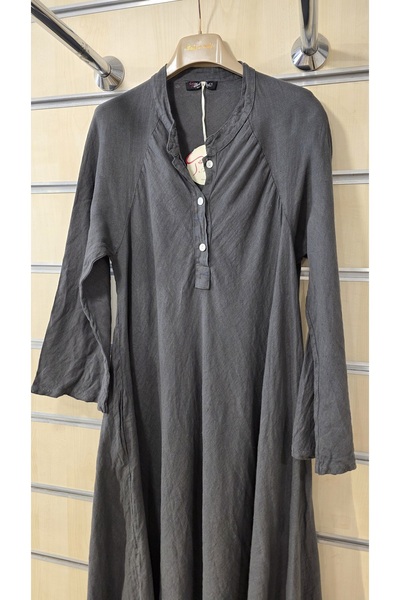 Park Moda Long Linen Dress with False Cut Pleats