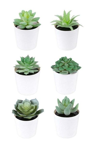 Generic 6pcs Mini Fake Succulent Plants Artificial Plastic Succulents Potted ...