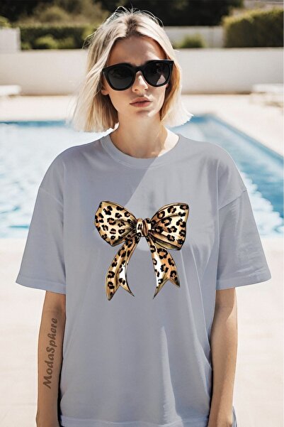 AR&YOS Bow Printed Unisex Oversize T-Shirt Oversize