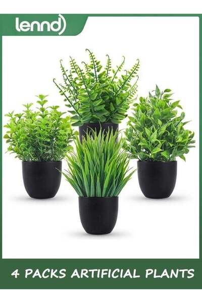 Generic Fake Plants 4 Packs Artificial Plants Small Faux Plants Black Bathroo...