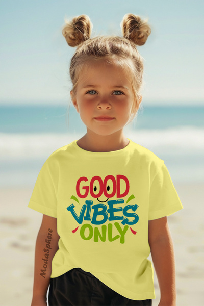 AR&YOS Goodvibes Printed Crew Neck Short Sleeve Children's T-Shirt
