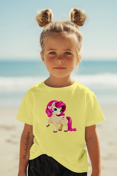 AR&YOS Ponny Printed Cycling Collar Short Sleeve Children's Tee